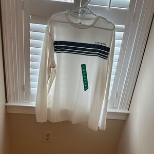 Hang Ten White and Black Striped Long Sleeve Shirt